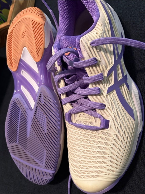 Asics Shoes - ASICS Cream and Purple Athletic Shoes with Peach Accents